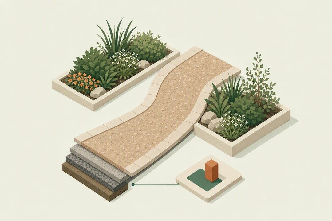 Garden Path Design: 0.9–1.8 m Widths, Exact Depths, and Live 3D Costs