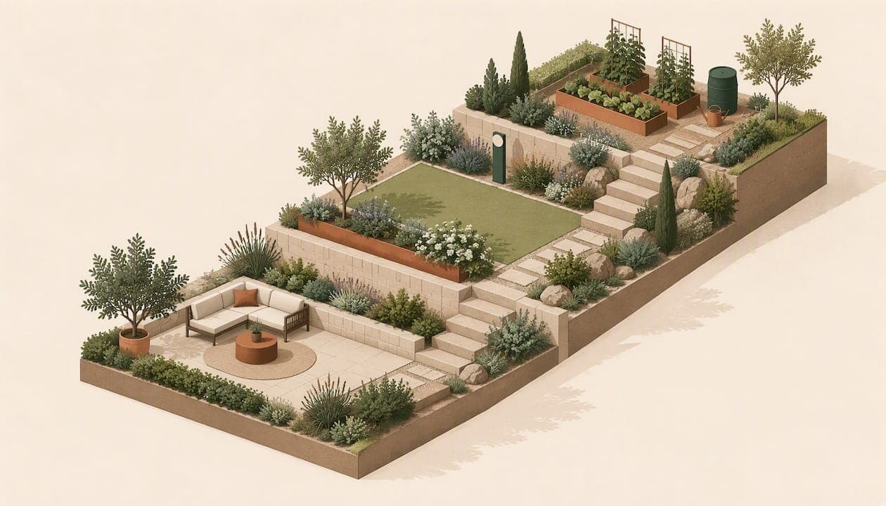 Sloped Yard Design: Zones, Terraces and Costs That Hold Up
